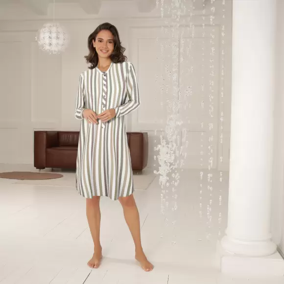 Wiki - Bamboo Flannel Natkjole, Olive/Plum Wiki - Bamboo Flannel Natkjole, Olive/Plum