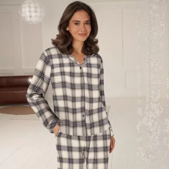 Wiki - Cotton Flannel Pyjamas, Blue/Mocca Wiki - Cotton Flannel Pyjamas, Blue/Mocca
