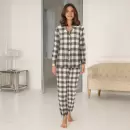 Lady Avenue - Cotton Flannel Pyjamas, Blue/Mocca Lady Avenue - Cotton Flannel Pyjamas, Blue/Mocca