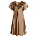 Wiki - Pure Silk Natkjole Kort Ærme, Cognac