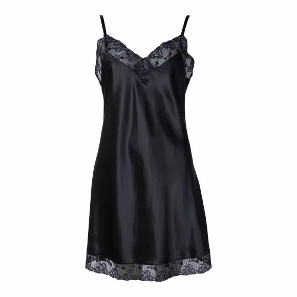 Lady Avenue - Pure Silk Natkjole, Black