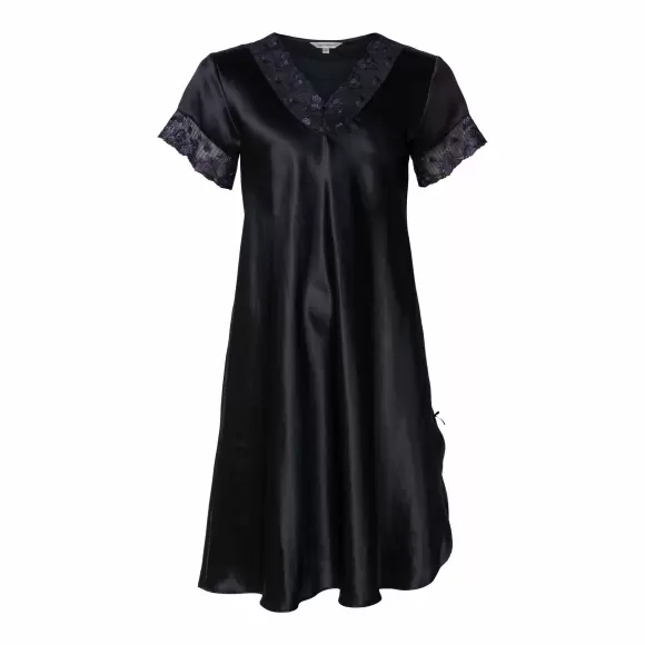 Lady Avenue - Pure Silk Natkjole, Black Lady Avenue - Pure Silk Natkjole, Black