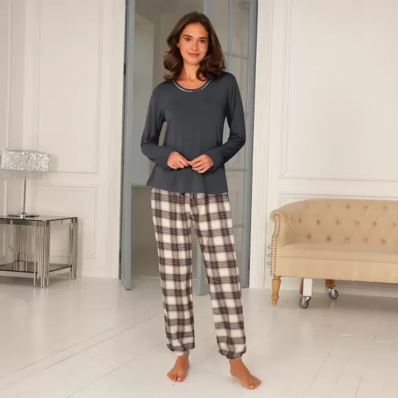 Lady Avenue - Cotton Flannel Pyjamas, Charcoal Lady Avenue - Cotton Flannel Pyjamas, Charcoal