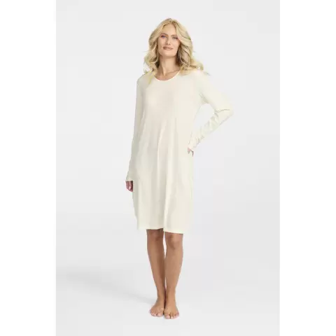 Natkjole Lang Ærme Merinould, Ivory