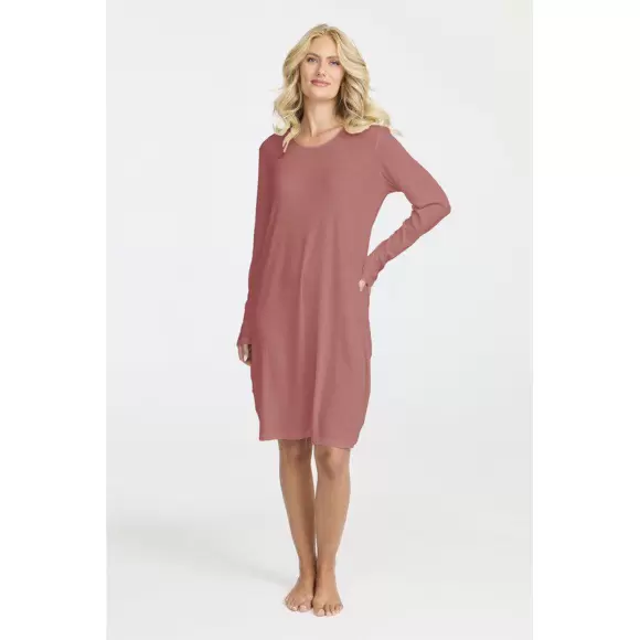 Damella Of Sweden - Natkjole Lang Ærme Merinould, Rosewood