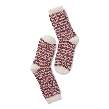 Retro Uld Ankelstrømper, Offwhite/Burgundy 