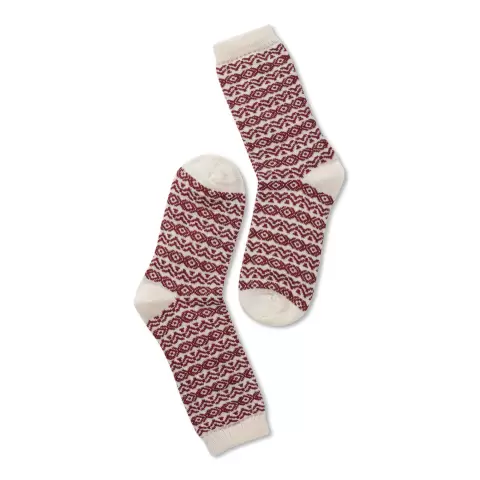 Retro Uld Ankelstrømper, Offwhite/Burgundy 