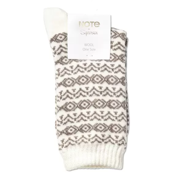 NOTE - Retro Uld Ankelstrømpe, Offwhite/Beige
