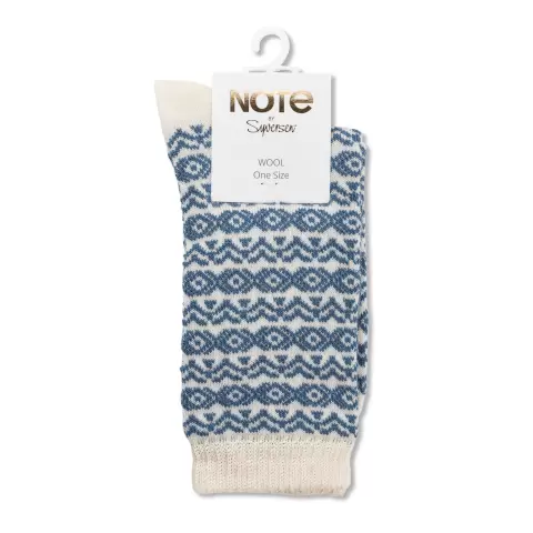 Retro Uld Ankelstrømpe, Offwhite/Jeans Blue