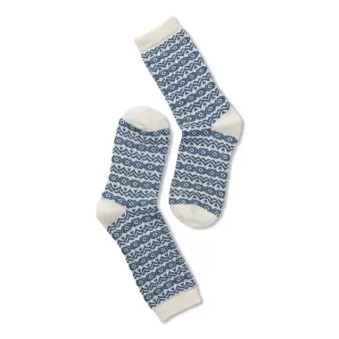 Retro Uld Ankelstrømpe, Offwhite/Jeans Blue