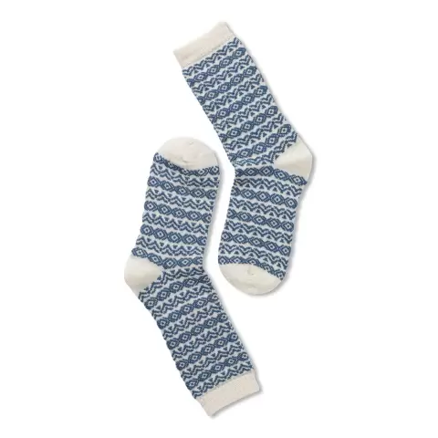 Retro Uld Ankelstrømpe, Offwhite/Jeans Blue