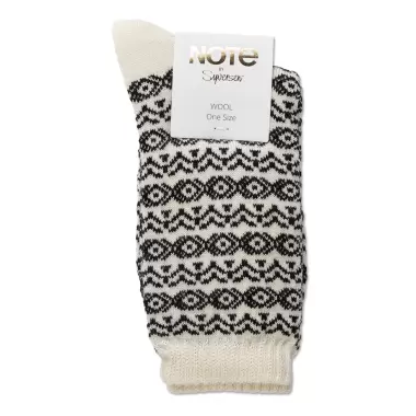 Retro Uld Ankelstrømpe, Offwhite/Black