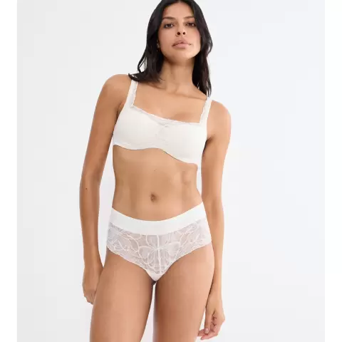 Illusion Lace Hipster, Ecru White