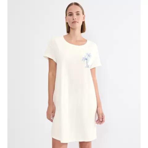 Natkjole Kort Ærme, Silk White