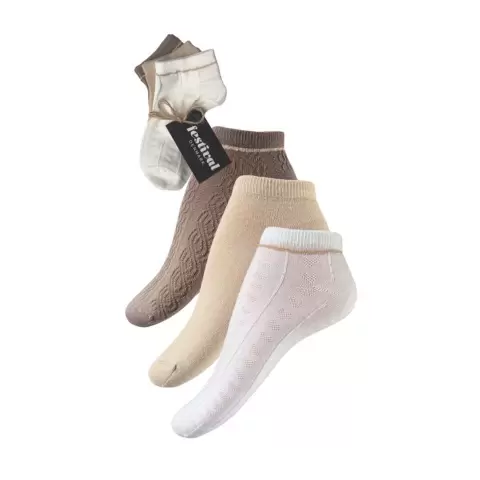 Bomulds Sneaker 3Pak, Offwhite/Sand/Brun Bomulds Sneaker 3Pak, Offwhite/Sand/Brun