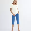 Triumph - Pyjamas Kort Ærme/Capri, White/Blue Triumph - Pyjamas Kort Ærme/Capri, White/Blue