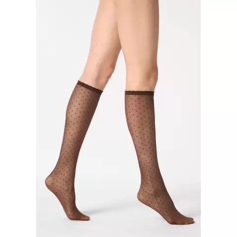 Plumetis Knee-High Dots, Moka Plumetis Knee-High Dots, Moka