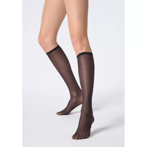 Plumetis Knee-High Dots, Black