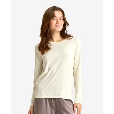 Langærmet T-Shirt Bambusviskose, Ivory