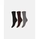 Decoy - Ankelstrømper Bomuld 3P, Black/Brown/Grey