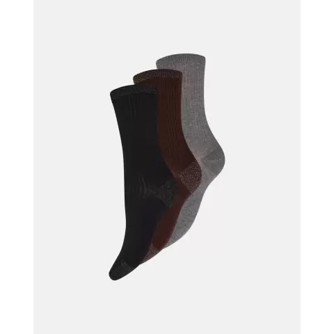 Ankelstrømper Bomuld 3P, Black/Brown/Grey Ankelstrømper Bomuld 3P, Black/Brown/Grey