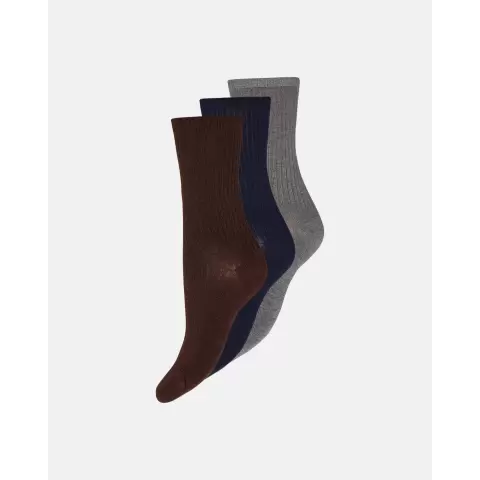 Ankelstrømper Bambus 3P, Brown/Navy/Grey Ankelstrømper Bambus 3P, Brown/Navy/Grey