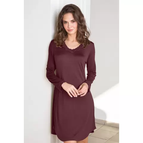 Silk Jersey Natkjole, Vintage Ruby