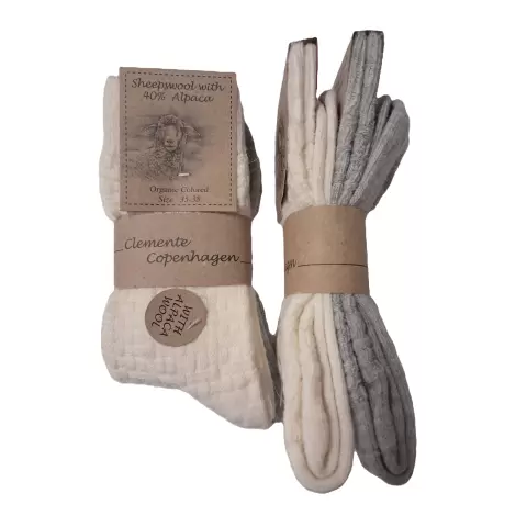 Alpaka Uld Struktur 2P, White/Light Grey