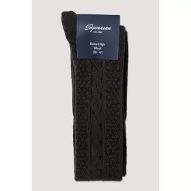 Knee-High Wool Cable Knit, Dark Brown Knee-High Wool Cable Knit, Dark Brown