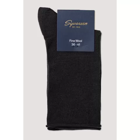 Ankelstrømpe Wool Roll-Top, Black Ankelstrømpe Wool Roll-Top, Black