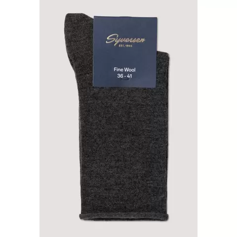 Ankelstrømpe Wool Roll-Top, Grey Melange Ankelstrømpe Wool Roll-Top, Grey Melange