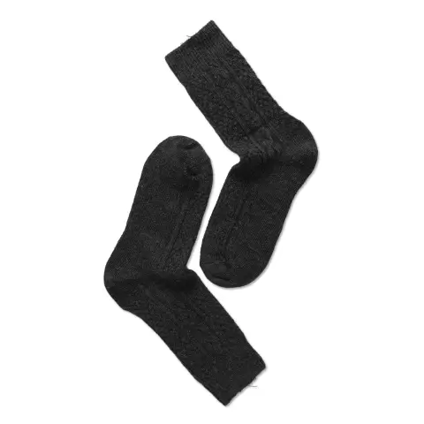Ankelstrømpe Wool Cable Knit, Antracite