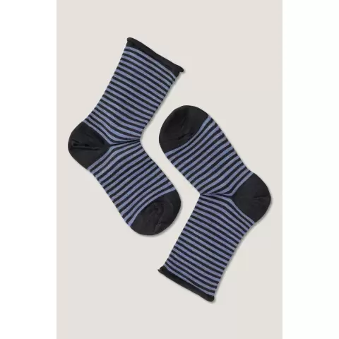 Ankelstrømpe Wool Roll-Top, Dark Blue/Light Blue