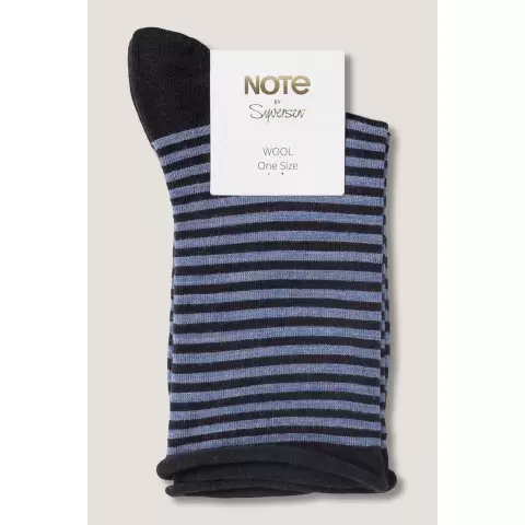Ankelstrømpe Wool Roll-Top, Dark Blue/Light Blue Ankelstrømpe Wool Roll-Top, Dark Blue/Light Blue