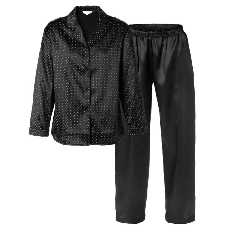 Satin Pyjamas, Black/Taupe