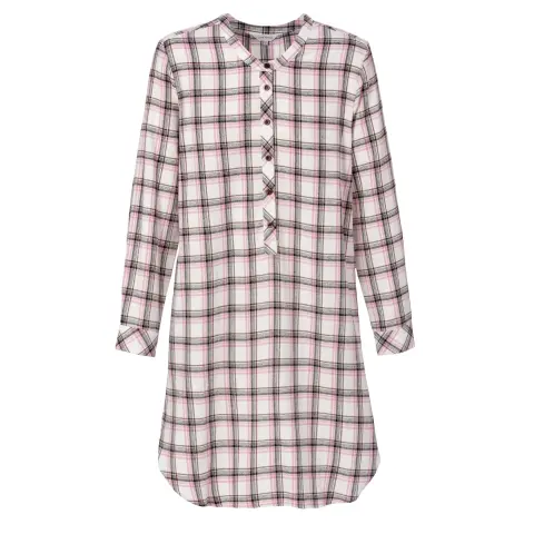 Bamboo Flannel Natkjole, Soft Mauve Check