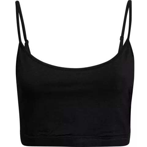 Bomuld - Bambus Top Smal Strop, Black