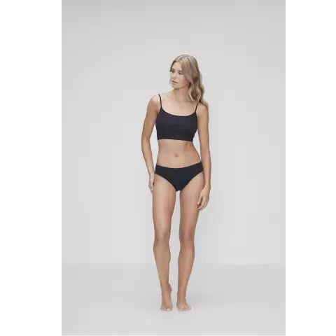 Bomuld - Bambus Top Smal Strop, Black