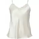 Lady Avenue - Pure Silke Top Med Blonde, Off-White