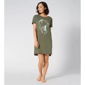 Mix & Match Kortærmet Natkjole, Sage Green
